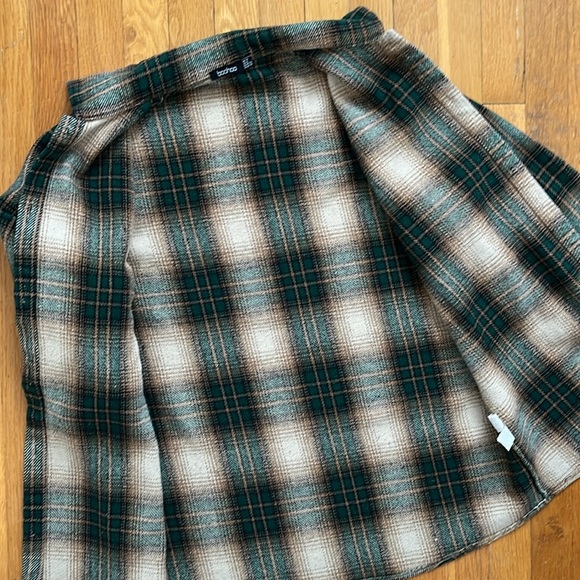 Boohoo Heavyweight Plaid Shacket Forest Green & Brown Shirt Jacket Size 6 - Picture 9 of 9